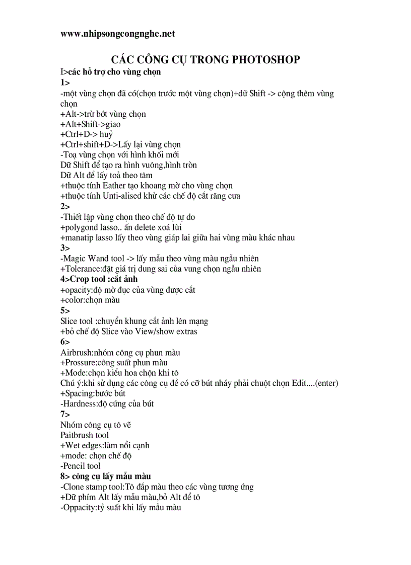 image for page Phím tắt trong Photoshop