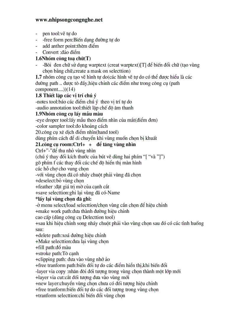 image for page Phím tắt trong Photoshop