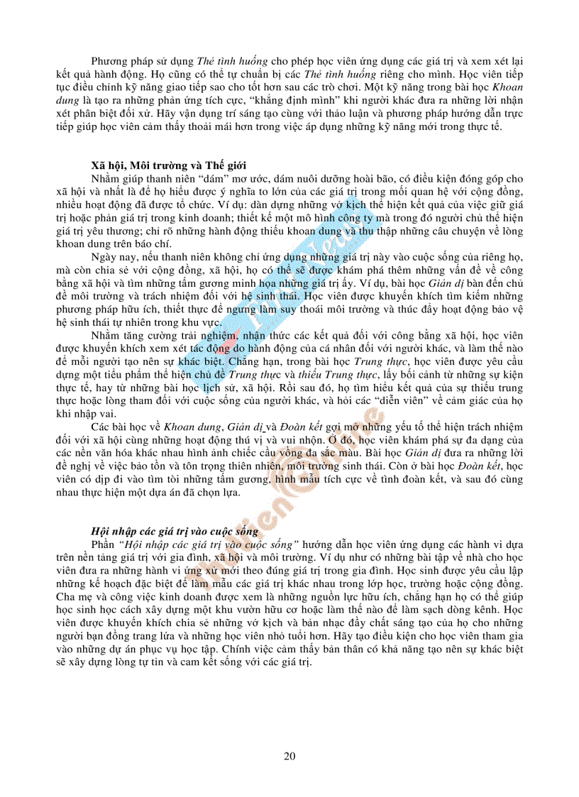 image for page Những giá trị sống cho tuổi trẻ