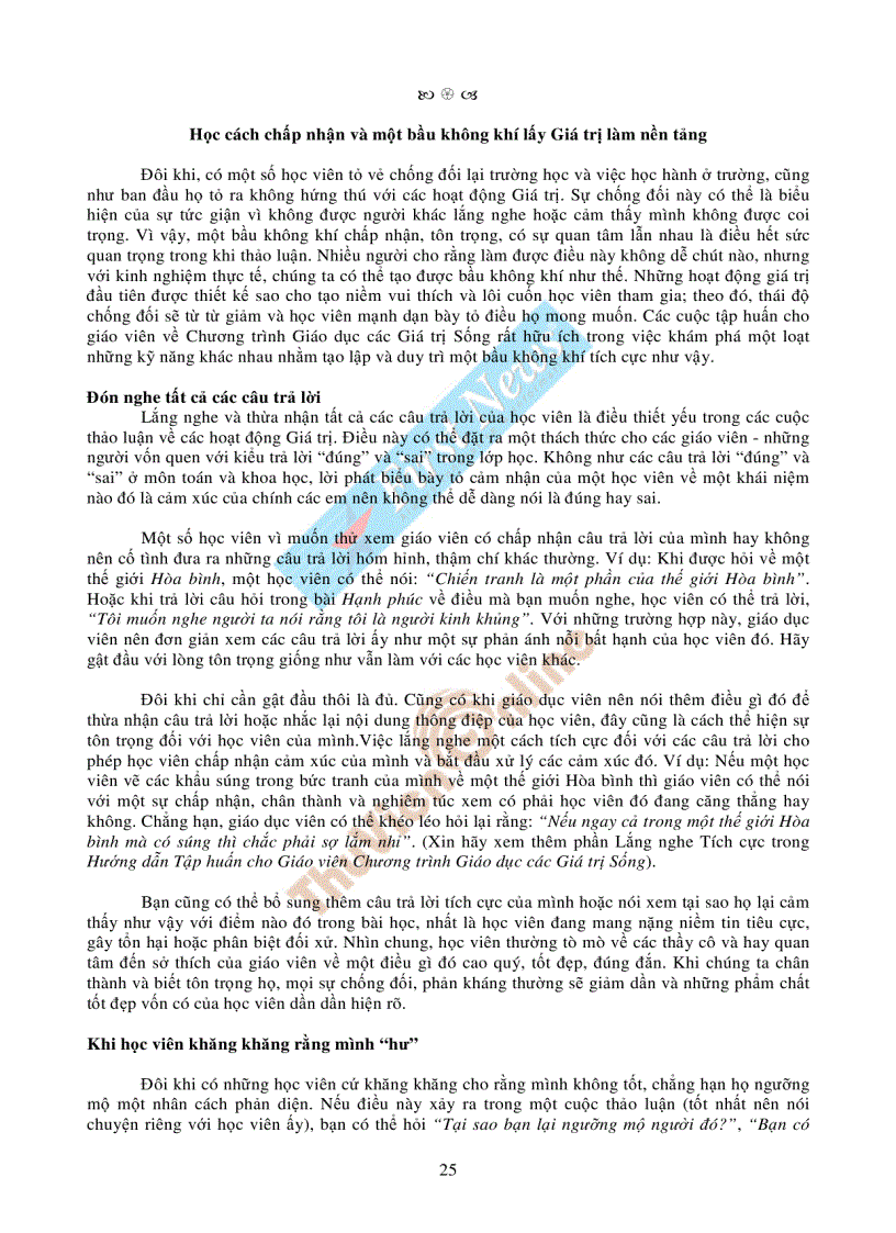 image for page Những giá trị sống cho tuổi trẻ