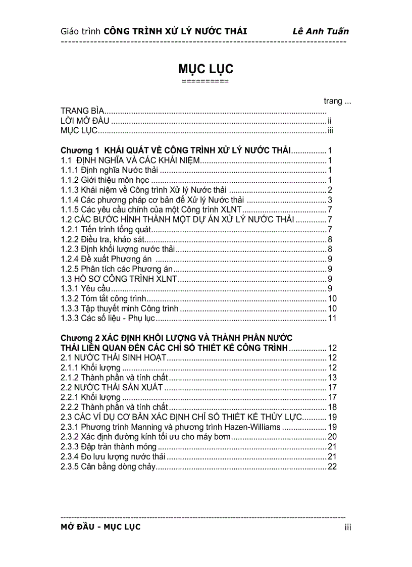 image for page Bài giảng Hệ thống công trình xử lý nước thải