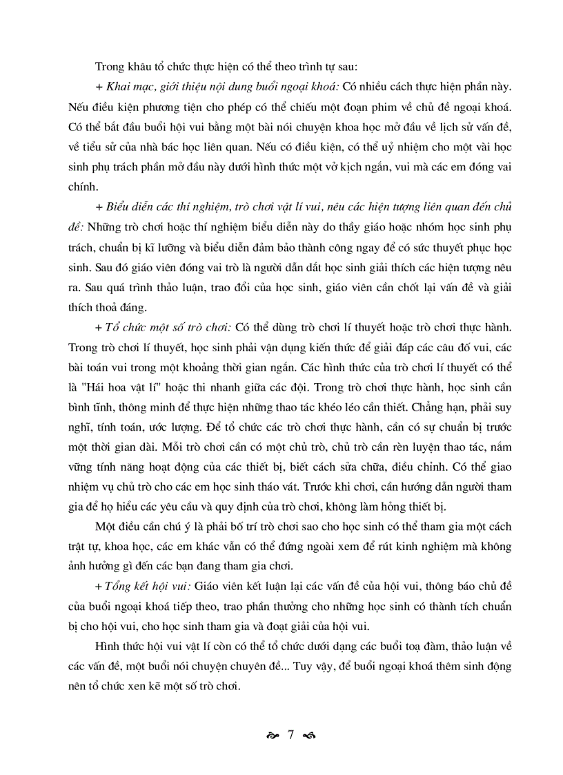 image for page Phương pháp tổ chức hoạt đông ngoại khóa Vật lý