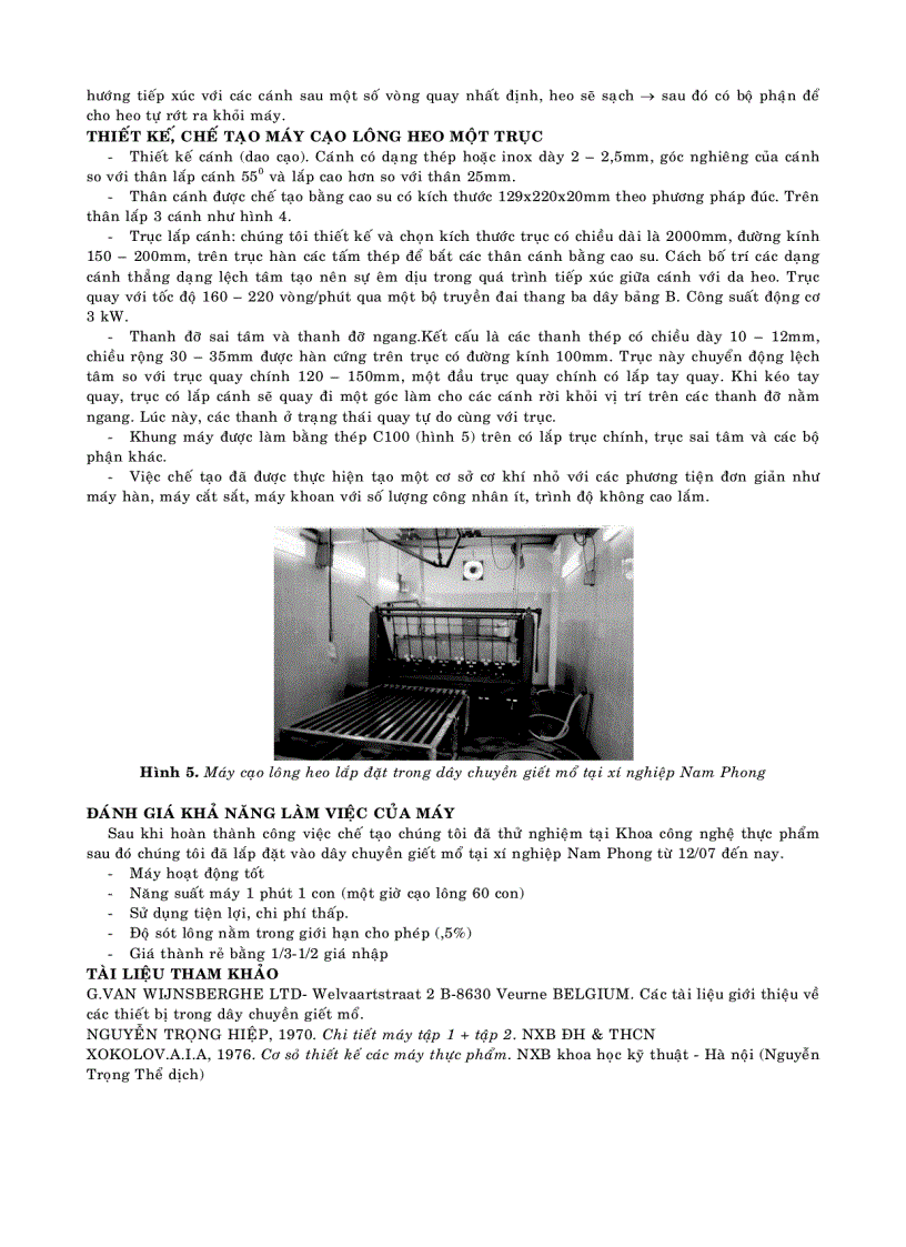 image for page Sơ chế heo và nghiên cứu thiết kế chế tạo máy cạo lông heo