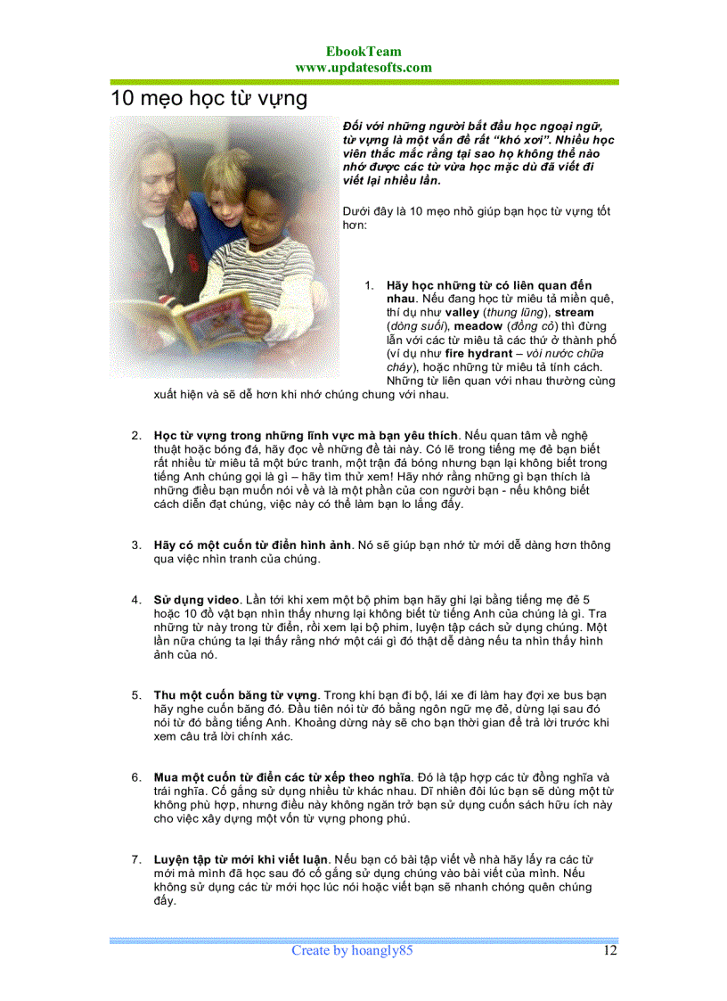 image for page Kinh nghiệm học tiếng anh mọi lứa tuổi gồm 58 trang