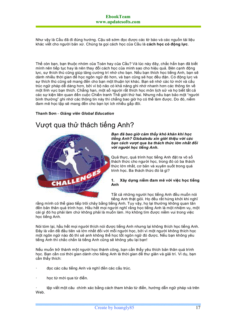 image for page Kinh nghiệm học tiếng anh mọi lứa tuổi gồm 58 trang