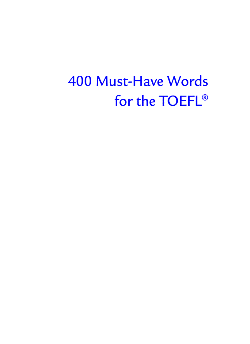 400 Must have Words for the TOEFL