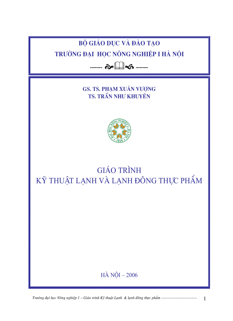 image for page Giáo trình kỹ thuật lạnh và lạnh đông thực phẩm