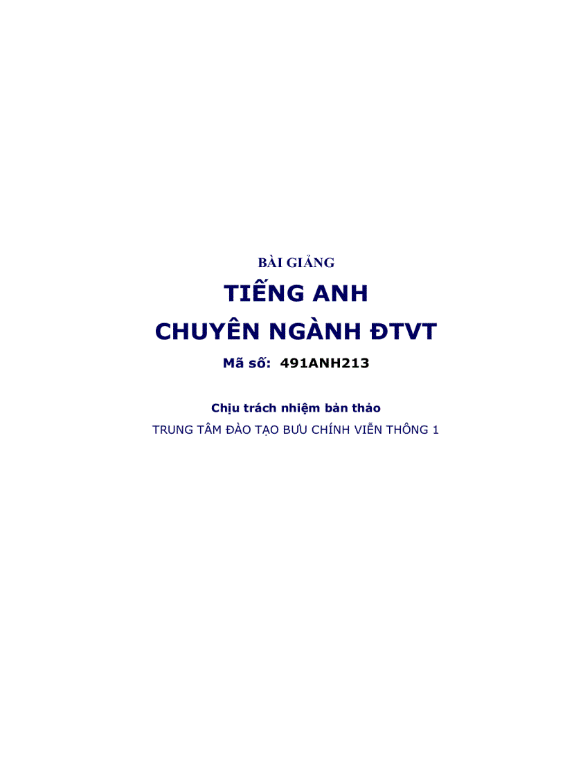 Tiếng Anh chuyên ngành Điện tử Viễn Thông 1