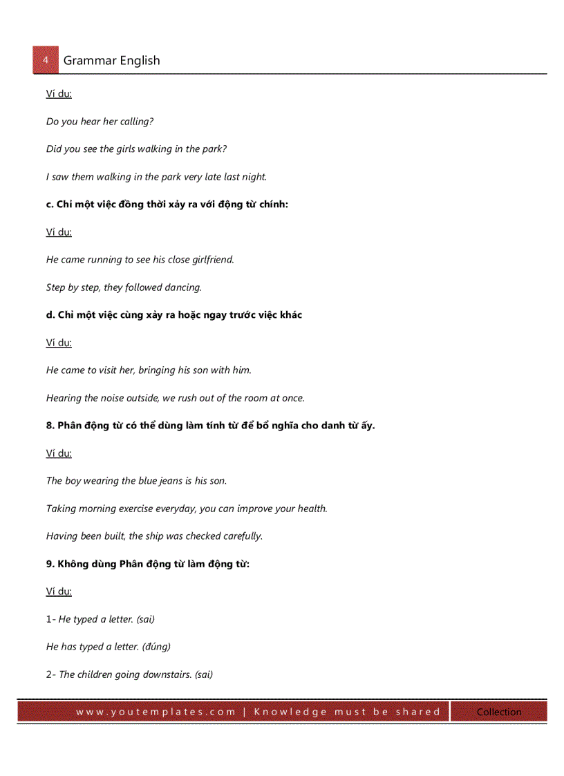 image for page Grammar English Phân động từ