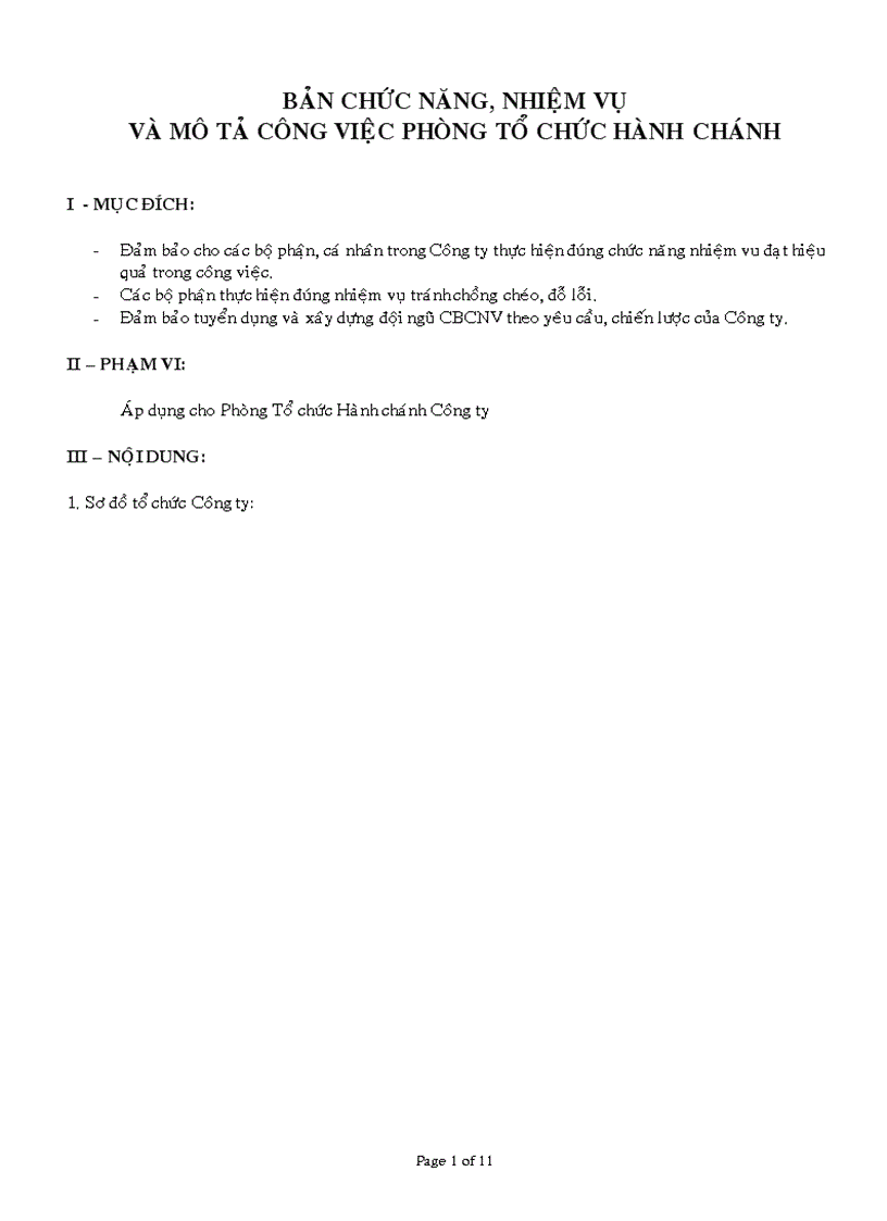 image for page Bản chức năng nhiệm vụ và mô tả công viêch của phòng tổ chức hành chính