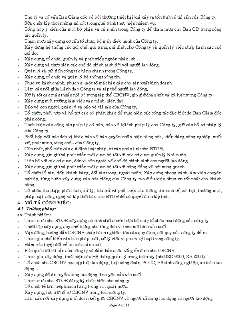 image for page Bản chức năng nhiệm vụ và mô tả công viêch của phòng tổ chức hành chính