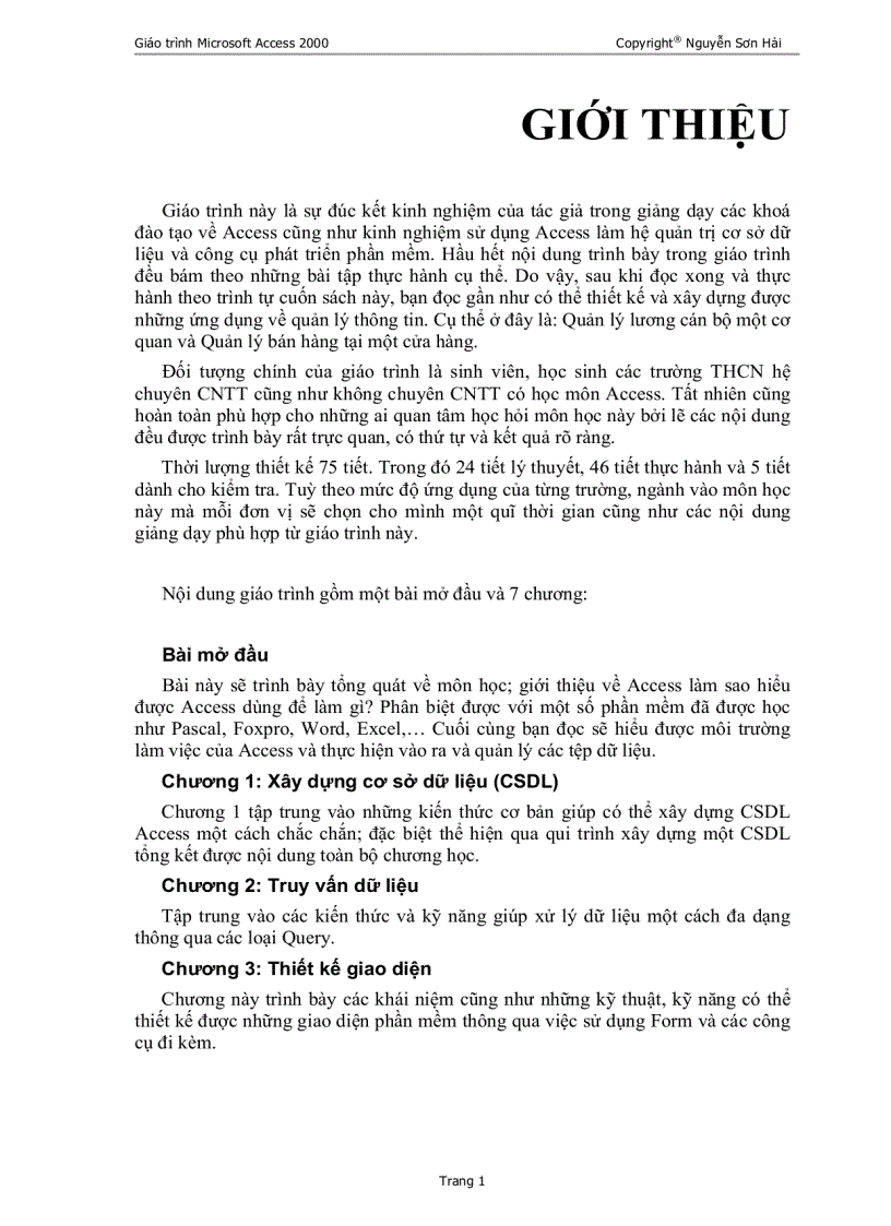 image for page Giáo trình Microsoft Access