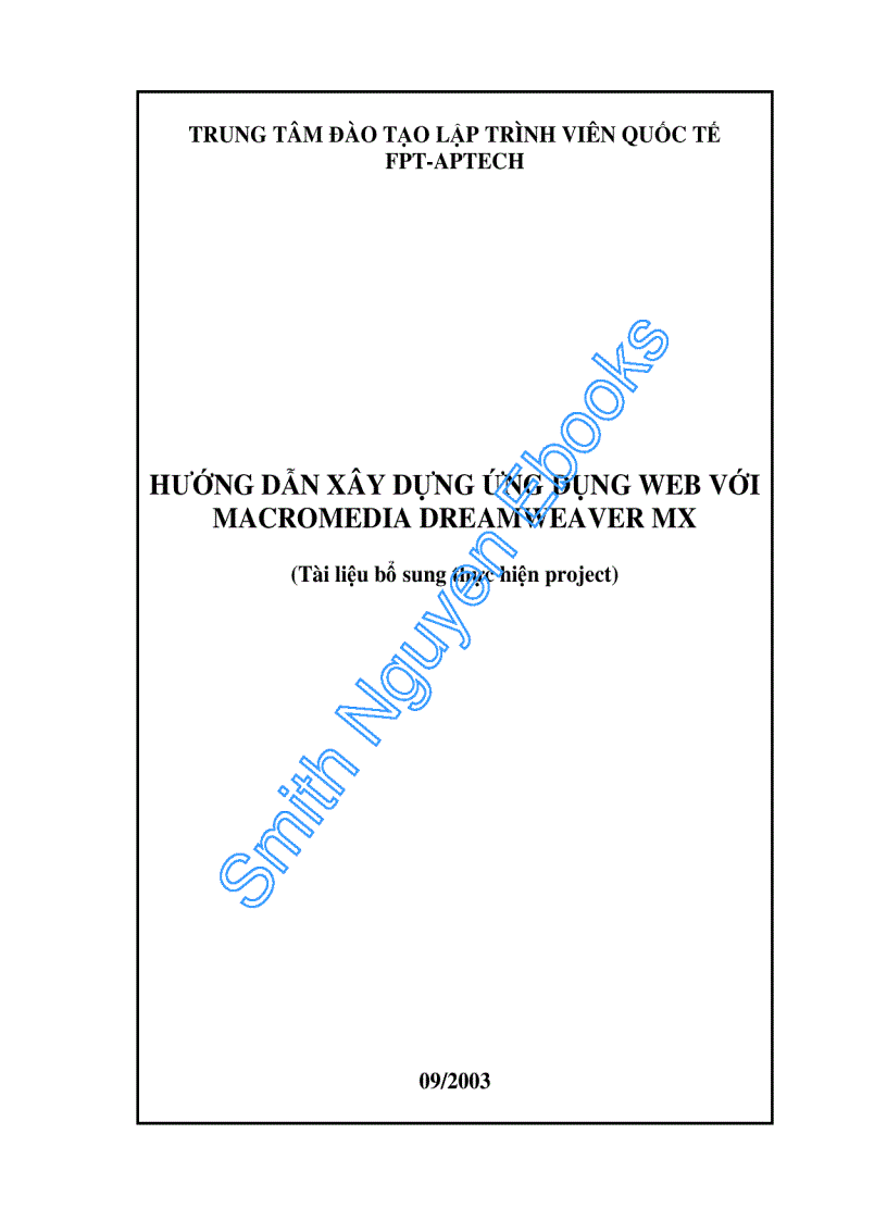 image for page Hướng dẫn xây dựng ứng dụng Web với DreamWearver