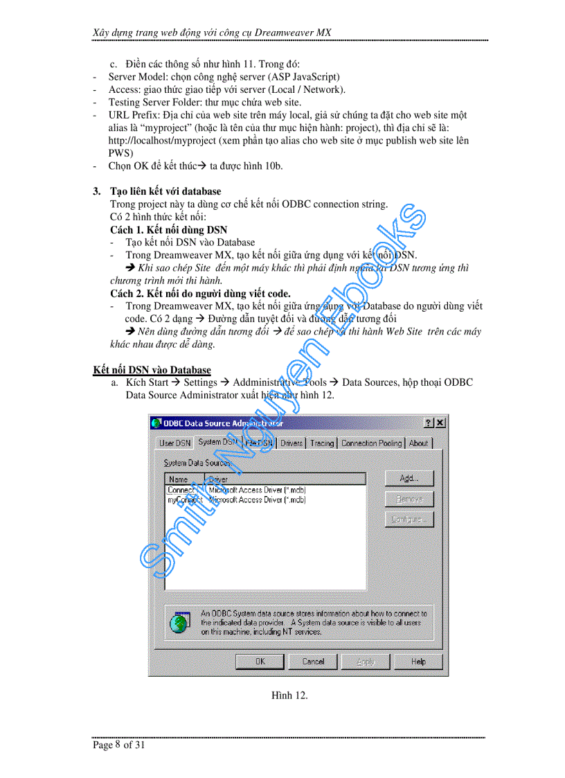image for page Hướng dẫn xây dựng ứng dụng Web với DreamWearver