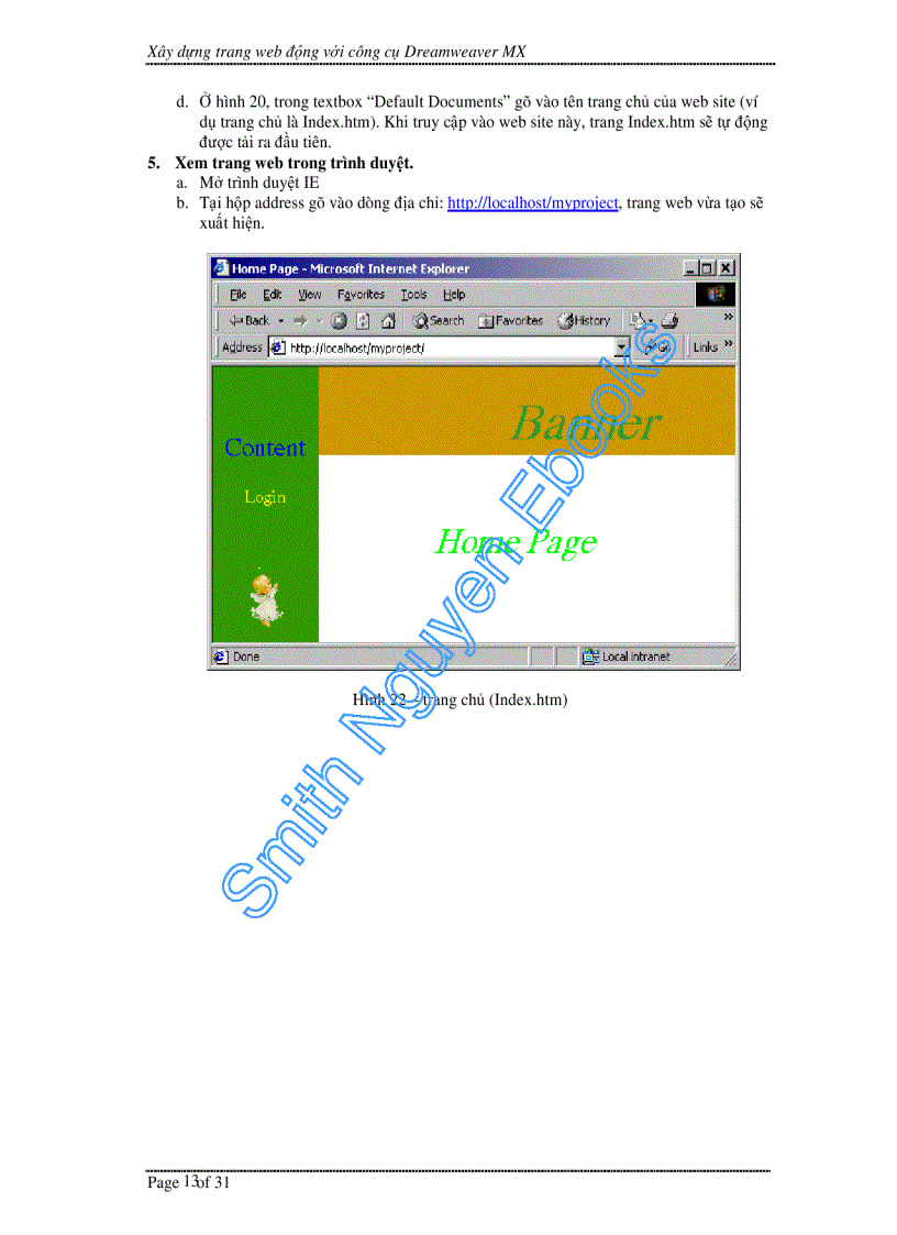 image for page Hướng dẫn xây dựng ứng dụng Web với DreamWearver