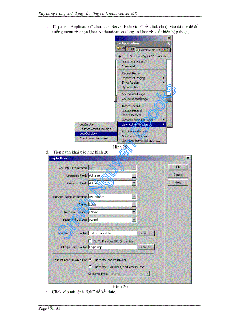 image for page Hướng dẫn xây dựng ứng dụng Web với DreamWearver
