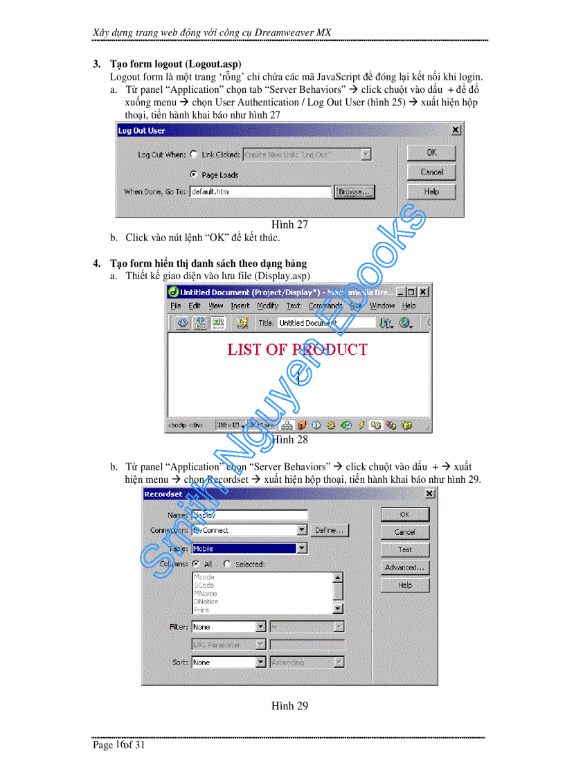 image for page Hướng dẫn xây dựng ứng dụng Web với DreamWearver