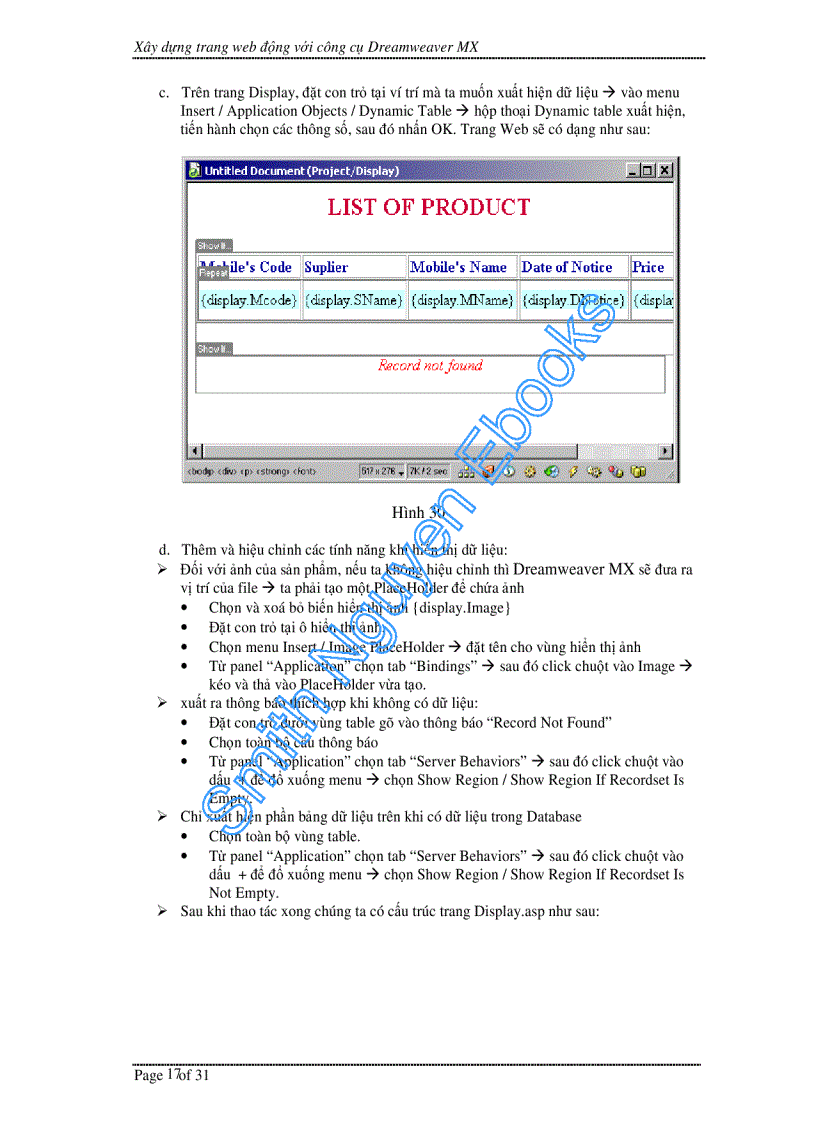 image for page Hướng dẫn xây dựng ứng dụng Web với DreamWearver