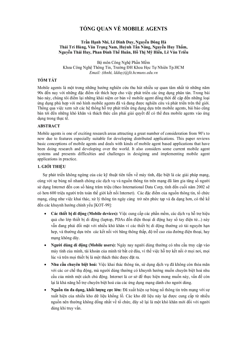 image for page Tổng quan về Mobile Agents