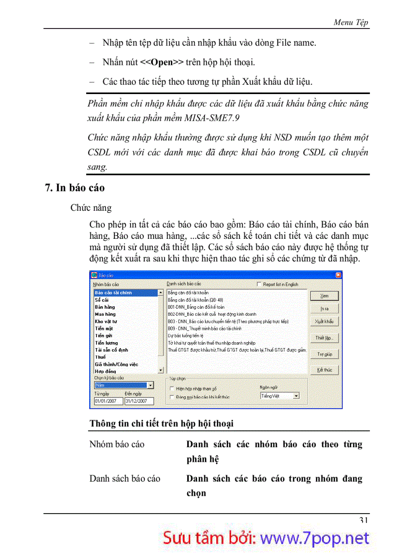 image for page Hướng dẫn sử dụng phần mềm kế toán MISA 7 9