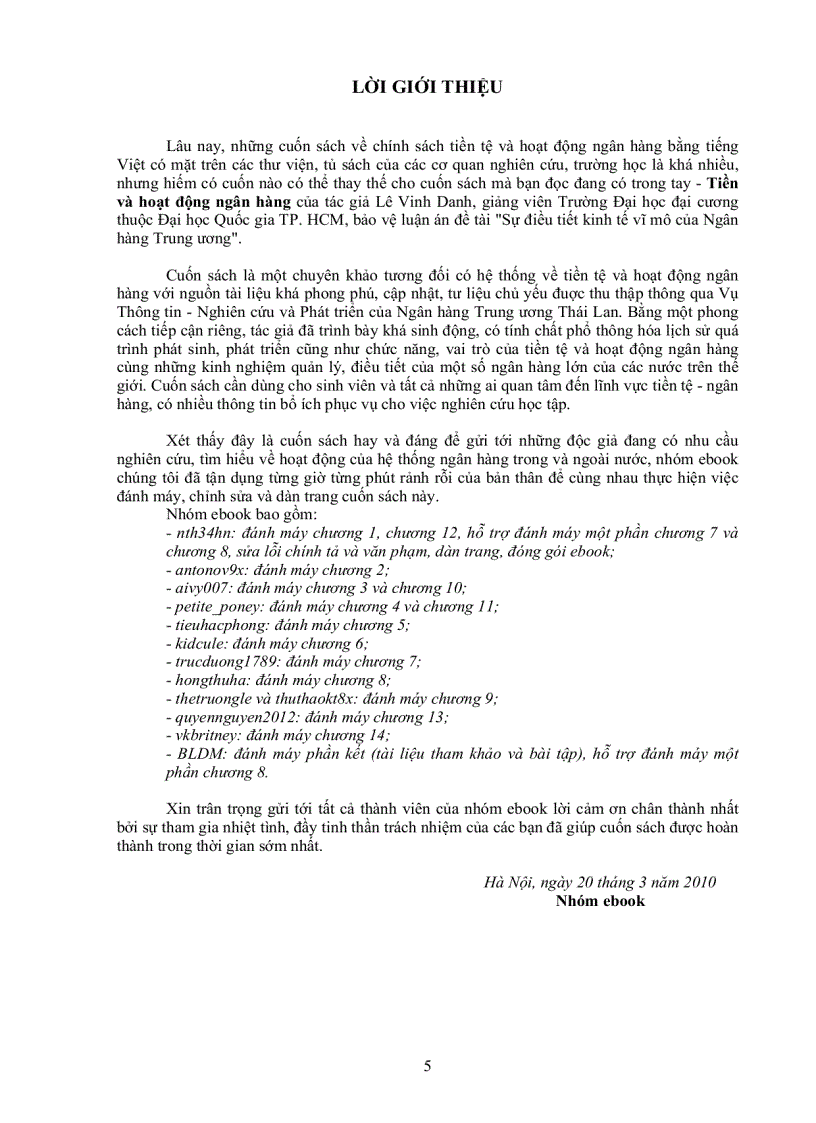 image for page Tiền và hoạt động ngân hàng TS Lê Vinh Danh