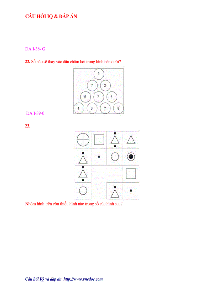 image for page Câu hỏi IQ và đáp án