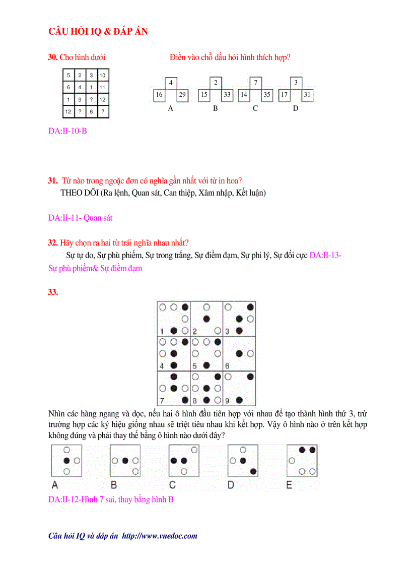 image for page Câu hỏi IQ và đáp án