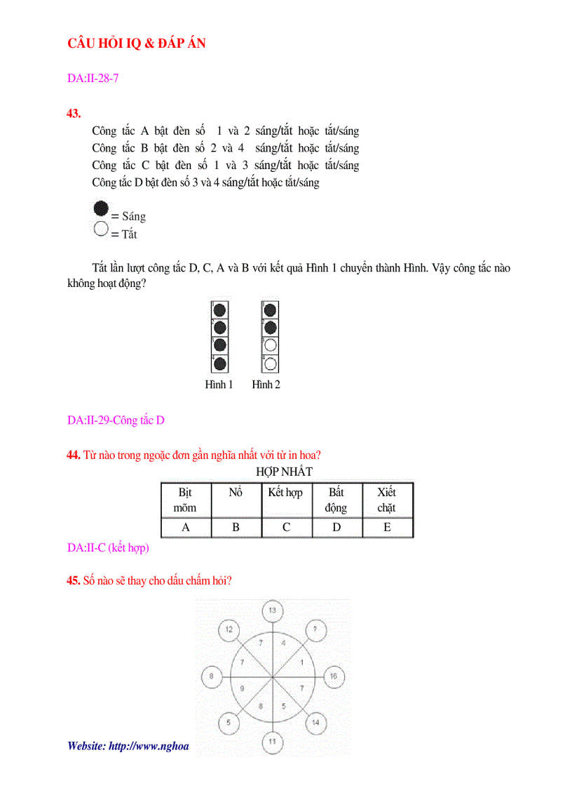 image for page Câu hỏi IQ và đáp án