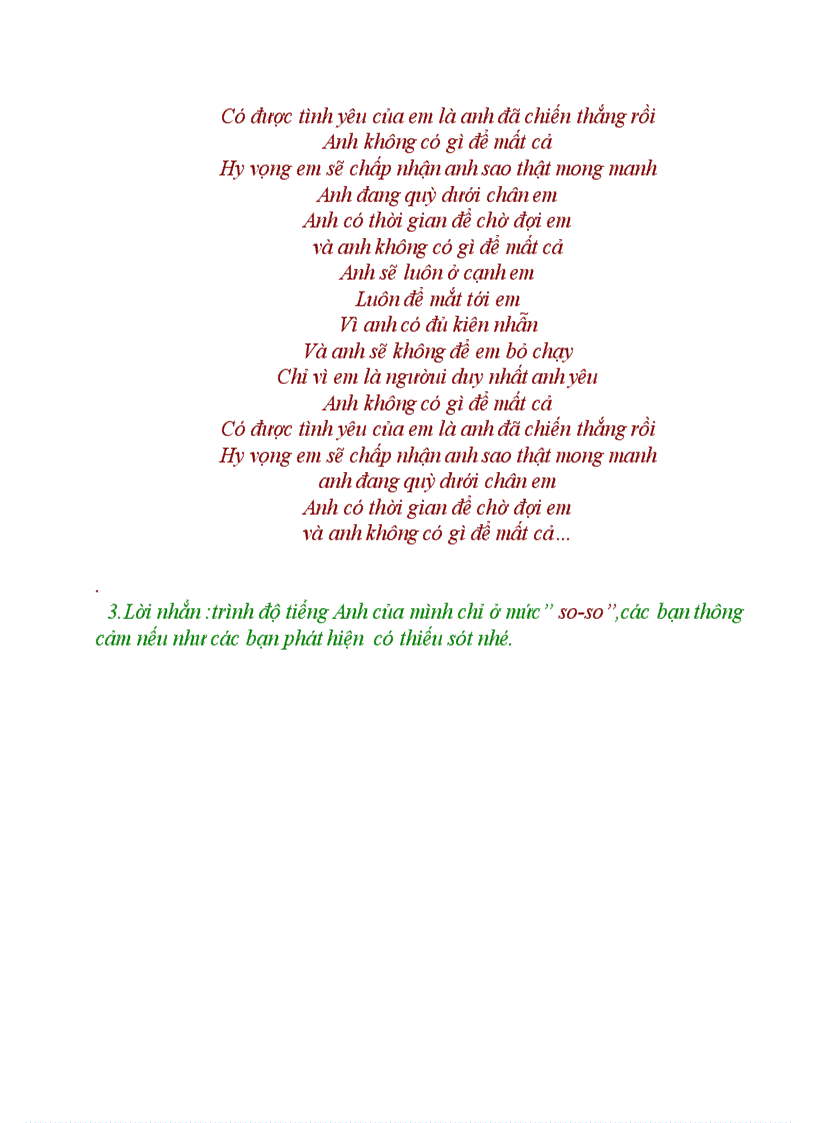 image for page Lời tiếng Anh và nghĩa tiếng Việt của bài hát Nothing sgonna change my love for you