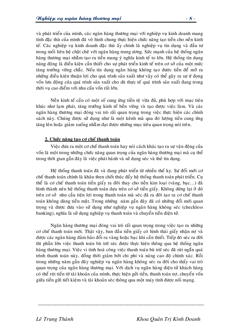 image for page Giáo trình nghiệp vụ các ngân hàng thương mại TG Lê Trung Thành