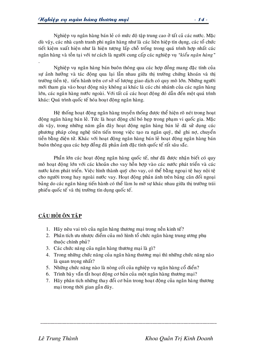 image for page Giáo trình nghiệp vụ các ngân hàng thương mại TG Lê Trung Thành