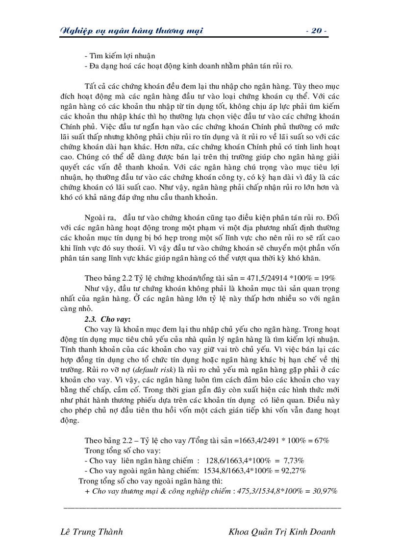 image for page Giáo trình nghiệp vụ các ngân hàng thương mại TG Lê Trung Thành