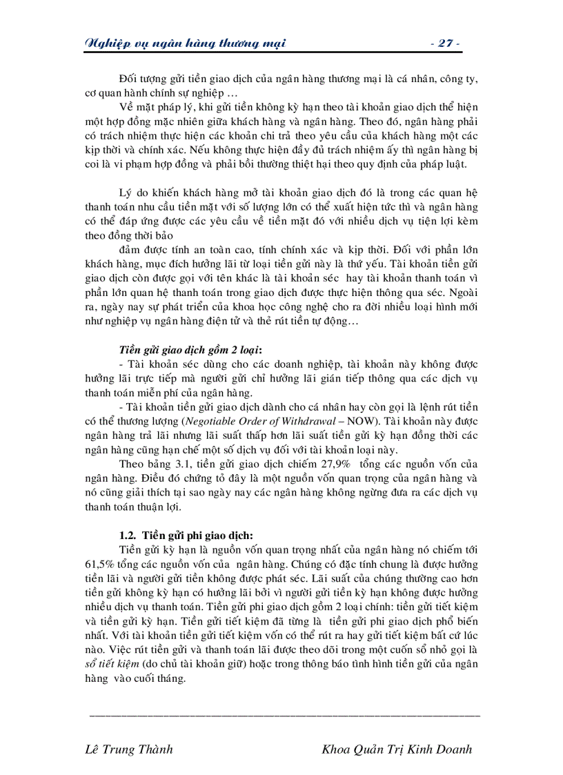 image for page Giáo trình nghiệp vụ các ngân hàng thương mại TG Lê Trung Thành