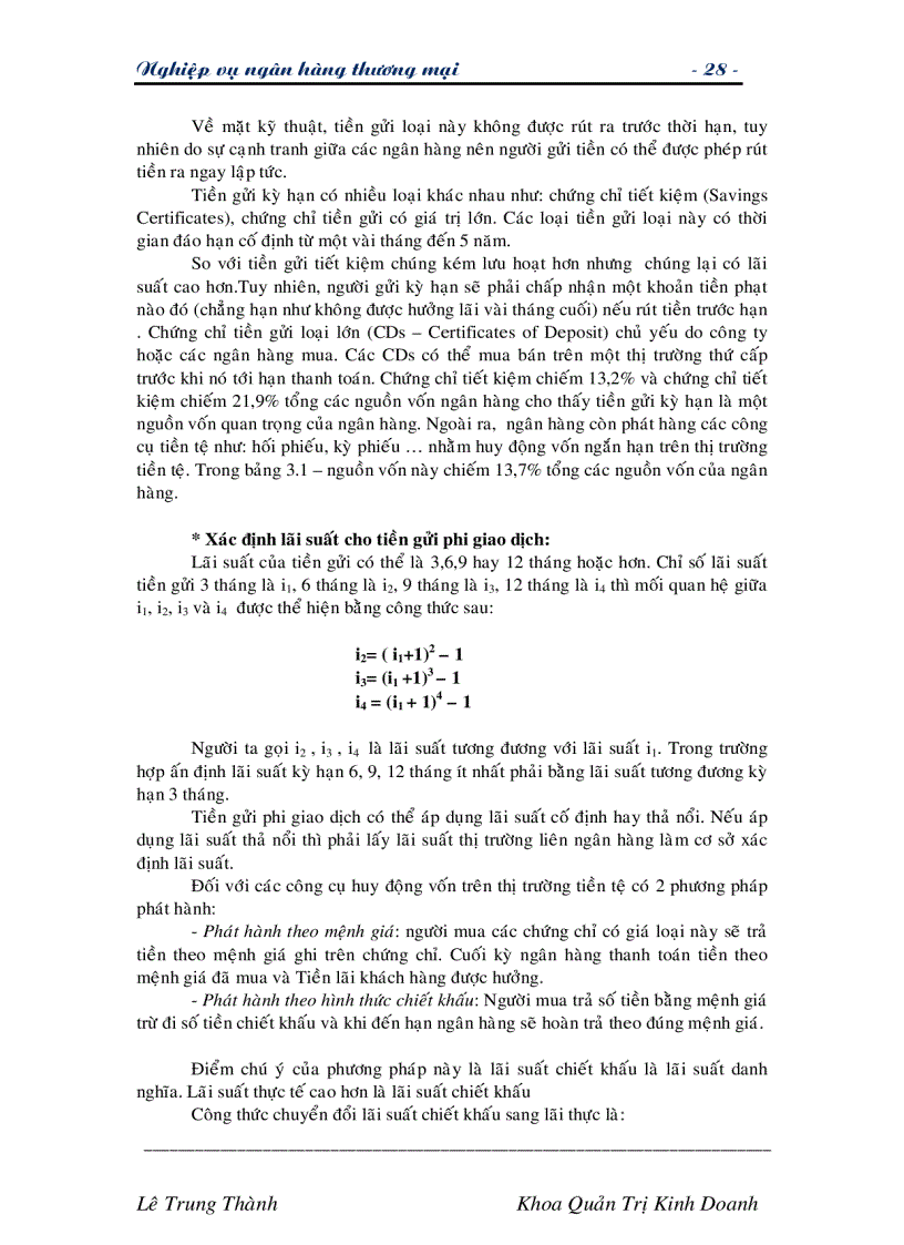 image for page Giáo trình nghiệp vụ các ngân hàng thương mại TG Lê Trung Thành