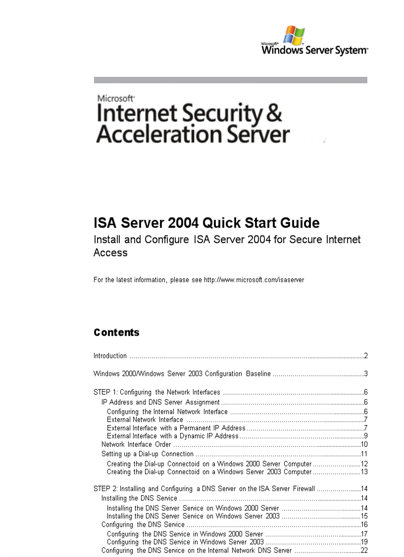 ISA Server 2004 Quick Start Guide