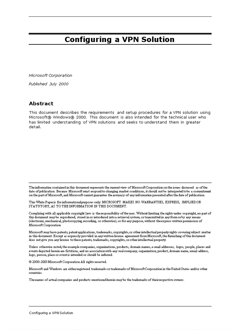 image for page Configuring a VPN Solution