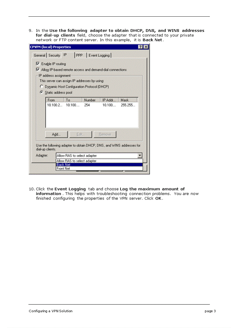 image for page Configuring a VPN Solution