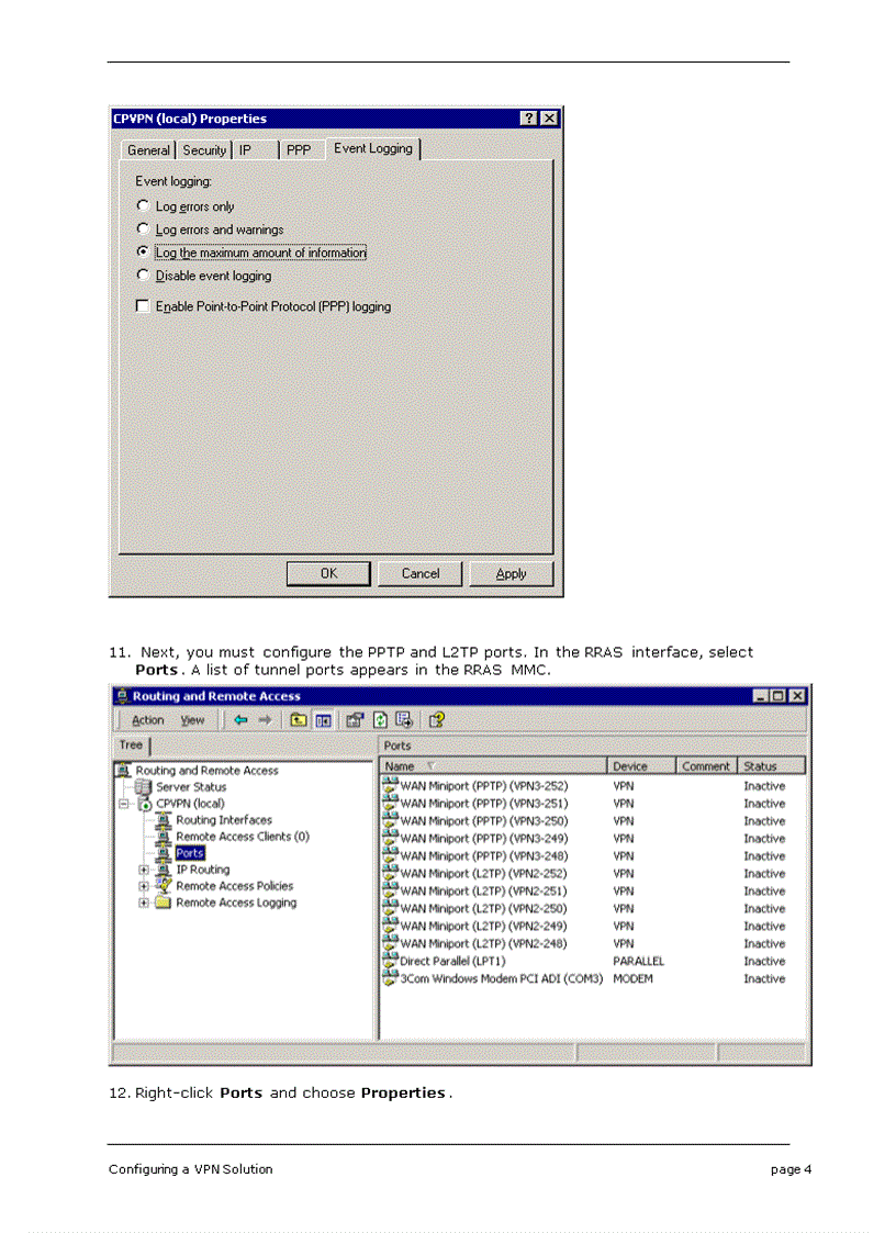 image for page Configuring a VPN Solution