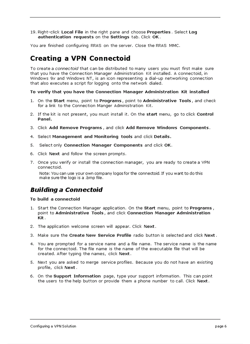 image for page Configuring a VPN Solution