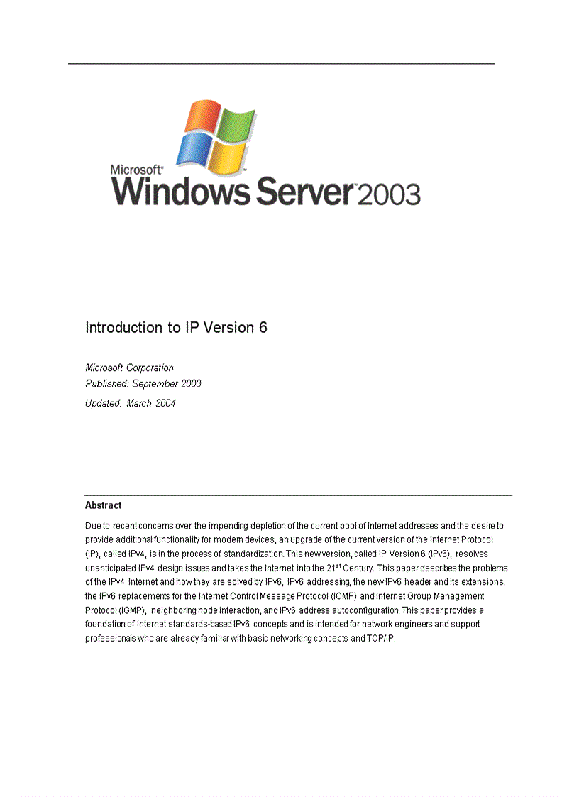 image for page Introduction to IP Version 6