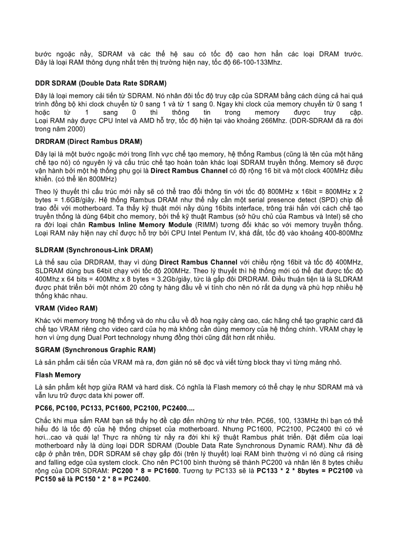 image for page Memory RAM Một số thuật ngữ và kỹ thuật