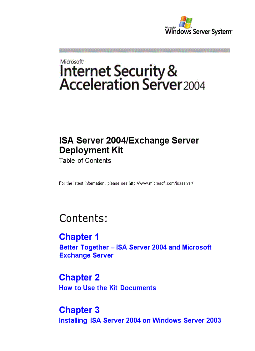 ISA Server 2004 Exchange Server Deployment Kit