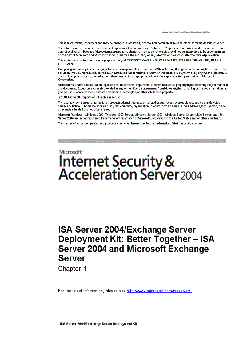 ISA Server 2004 Exchange Server Deployment Kit