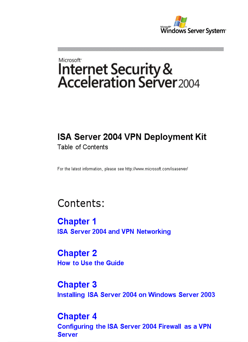 ISA Server 2004 VPN Deployment Kit