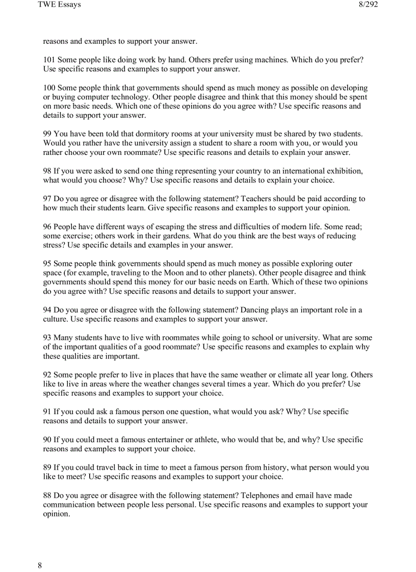 image for page 185 TOEFL Writing TWE Topics and Model Essays