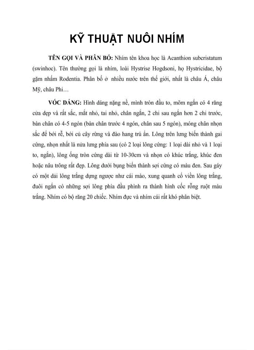 image for page Kỹ thuật nuôi nhím