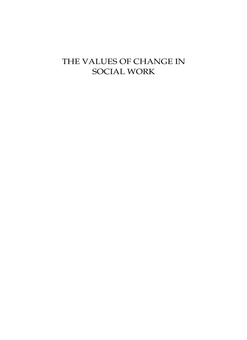E book The Values of Change in Social Work Các giá trị về sự biến đổi trong công tác xã hội