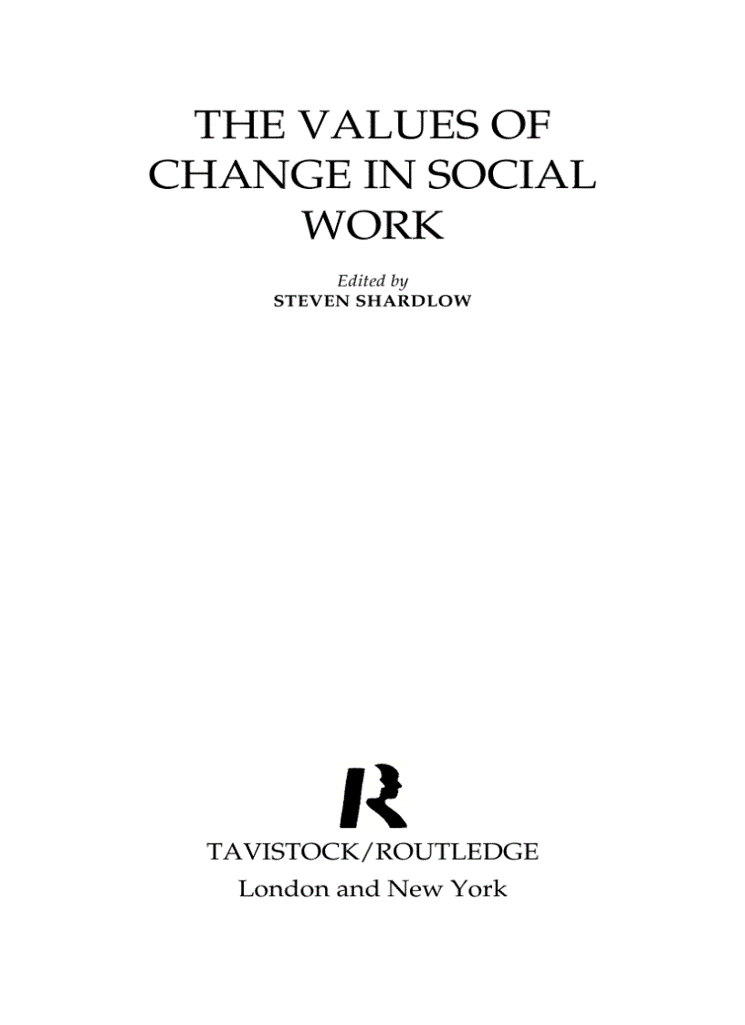 E book The Values of Change in Social Work Các giá trị về sự biến đổi trong công tác xã hội