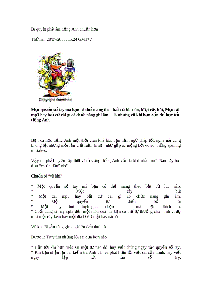 image for page Bí quyết phát âm tiếng Anh chuẩn hơn